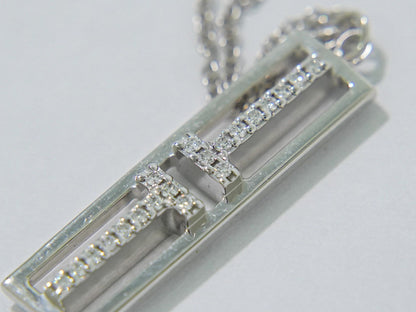 TIFFANY & Co. T Two オープン バーティカルバー Au750 WG ネックレス