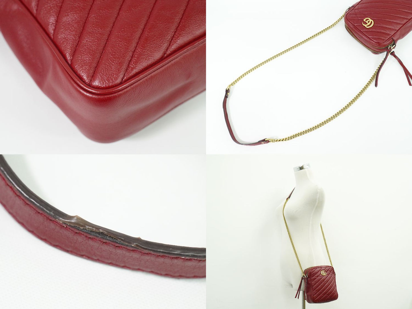 GUCCI GGマーモント ショルダーバッグ レッド 550155