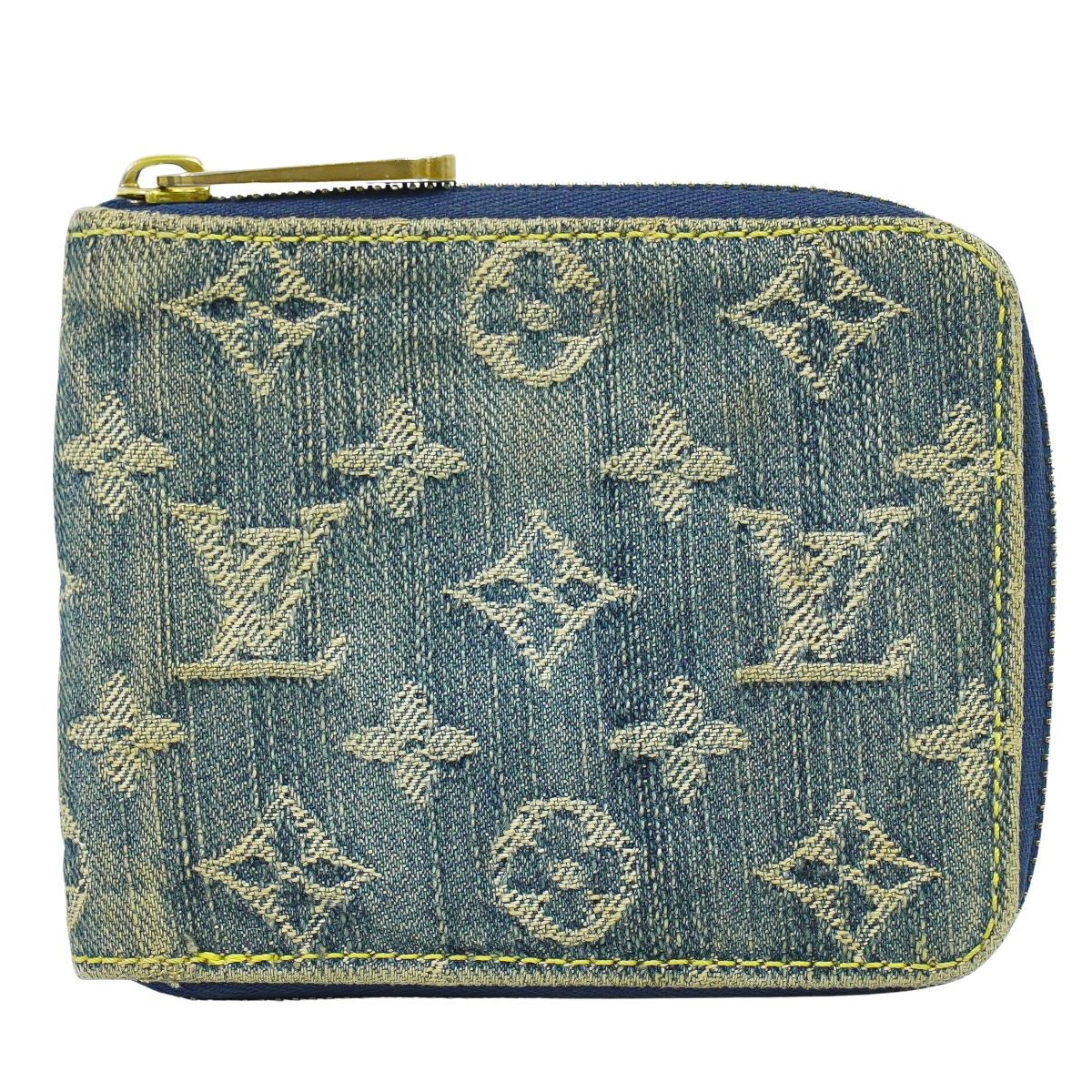 LOUIS VUITTON ミニ ジッピーウォレット モノグラム デニム 折財布 ブルー M95342