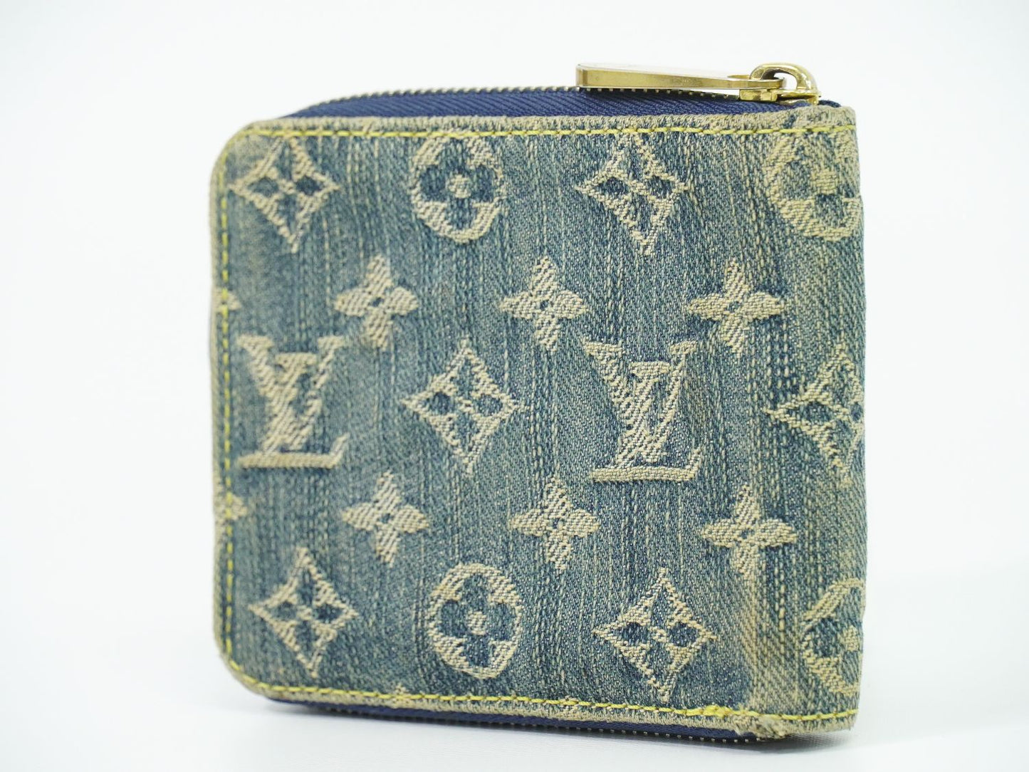 LOUIS VUITTON ミニ ジッピーウォレット モノグラム デニム 折財布 ブルー M95342