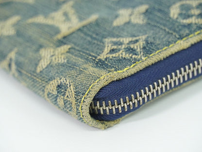 LOUIS VUITTON ミニ ジッピーウォレット モノグラム デニム 折財布 ブルー M95342