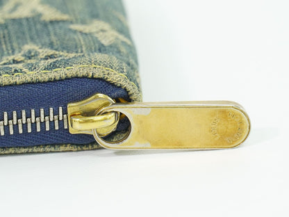 LOUIS VUITTON ミニ ジッピーウォレット モノグラム デニム 折財布 ブルー M95342
