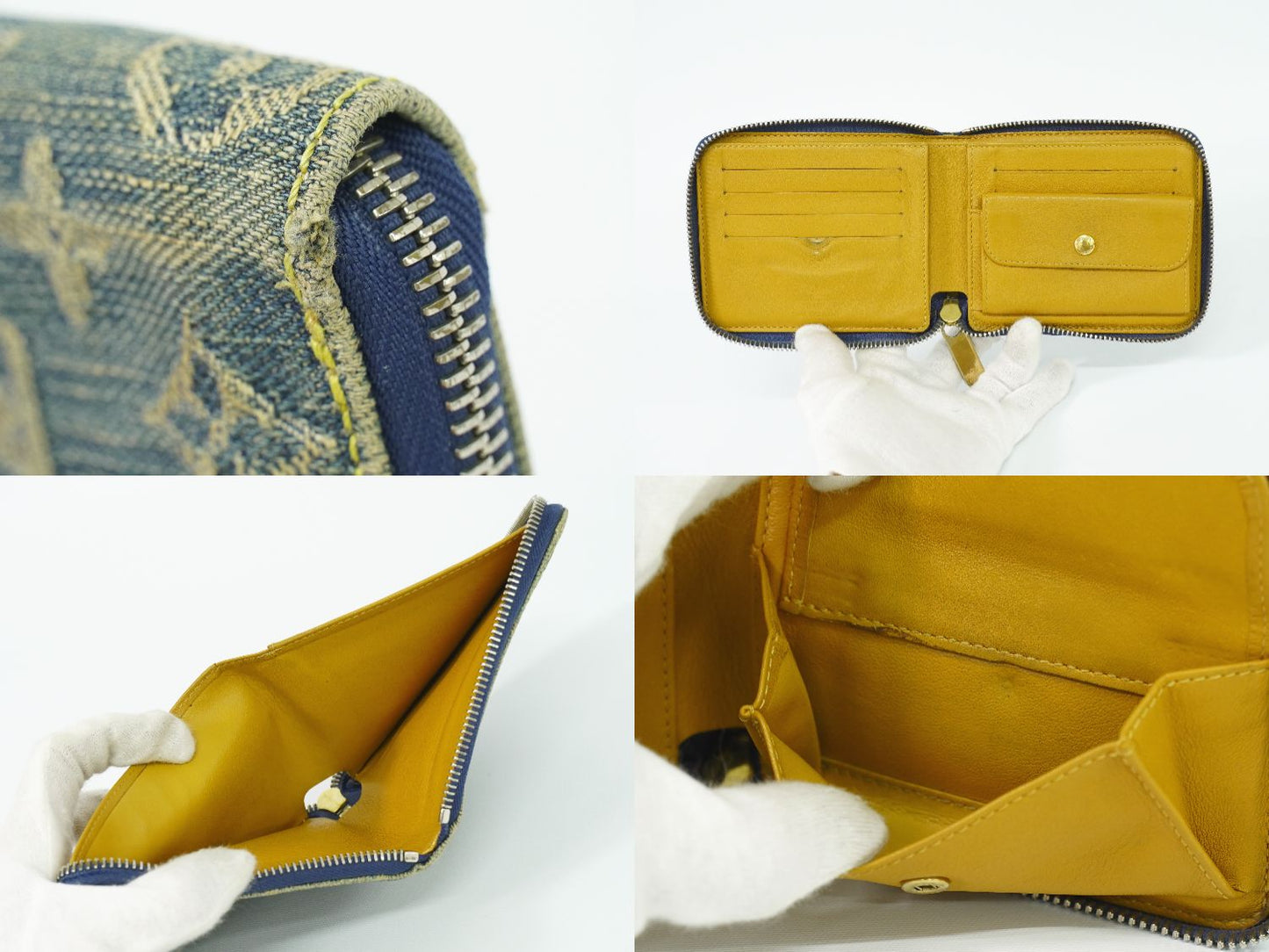 LOUIS VUITTON ミニ ジッピーウォレット モノグラム デニム 折財布 ブルー M95342