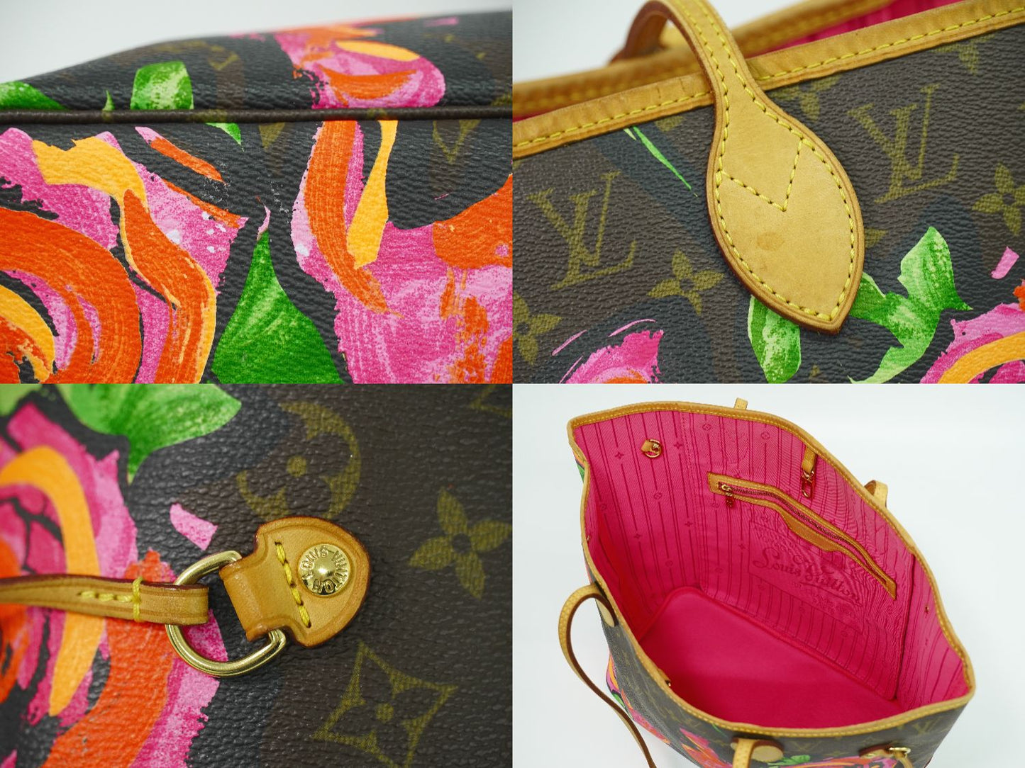 LOUIS VUITTON ネヴァーフル MM モノグラム ローズ トートバッグ ブラウン マルチカラー M48613