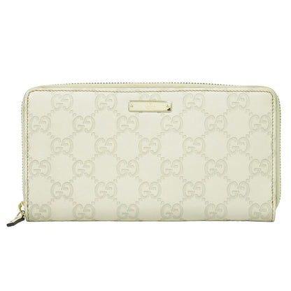 GUCCI グッチシマ レザー 長財布 アイボリー 112724