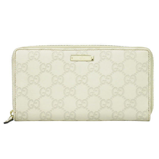 GUCCI グッチシマ レザー 長財布 アイボリー 112724