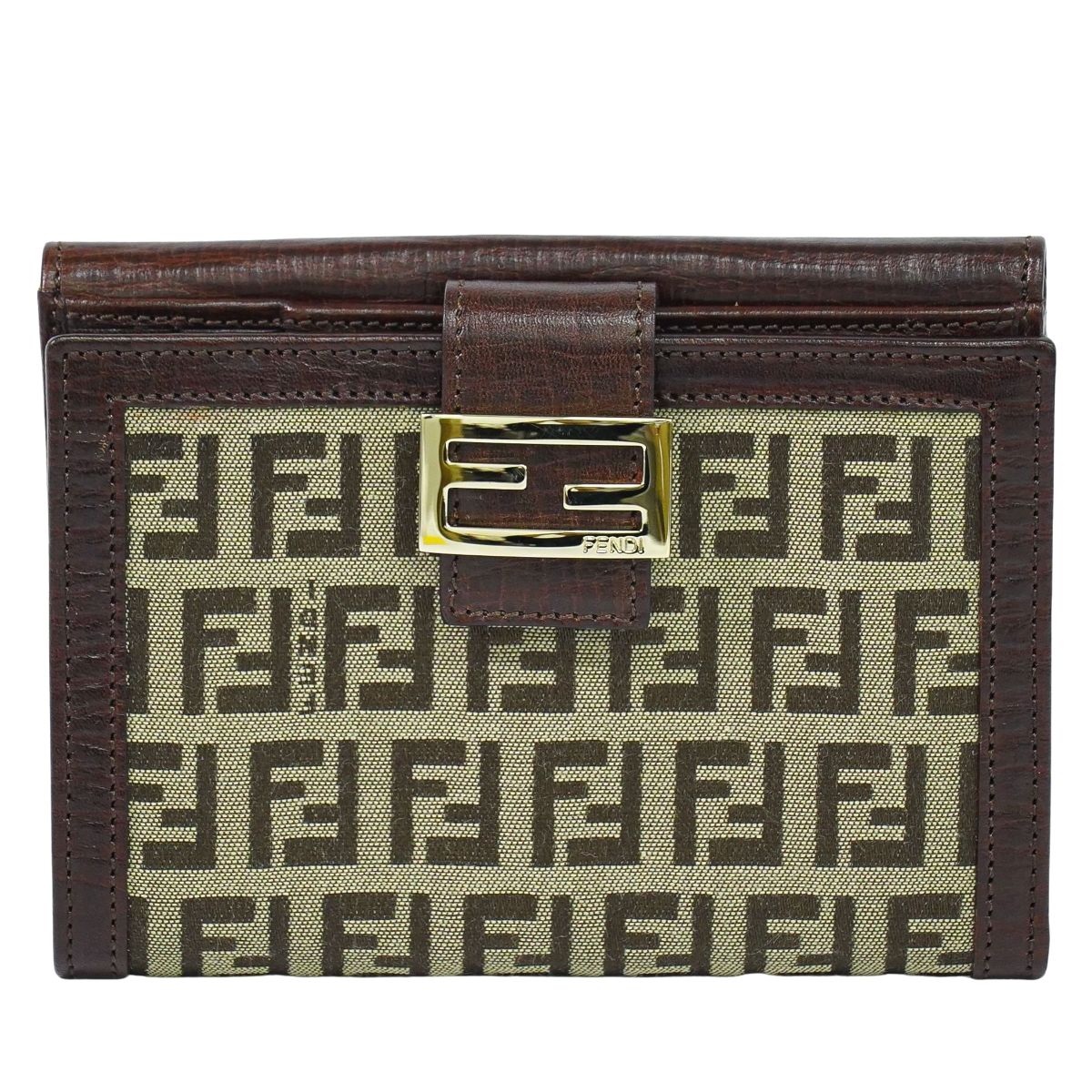 FENDI ズッキーノ 折財布 ベージュ ブラウン 8M0160