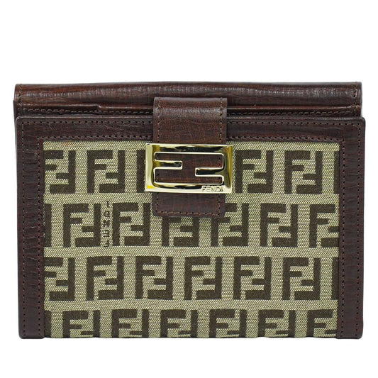 FENDI ズッキーノ 折財布 ベージュ ブラウン 8M0160