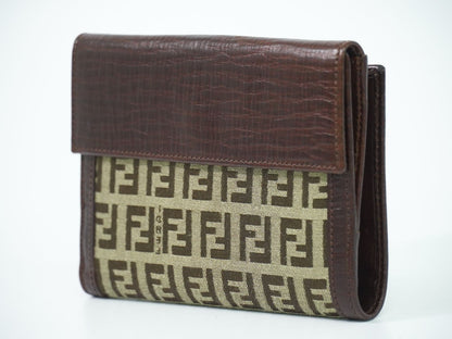 FENDI ズッキーノ 折財布 ベージュ ブラウン 8M0160