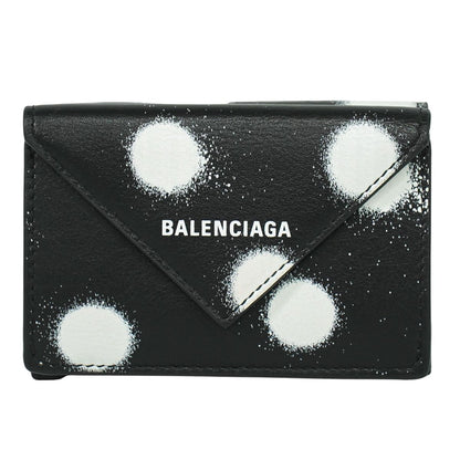 BALENCIAGA ペーパーミニ 折財布 ブラック ホワイト 391446