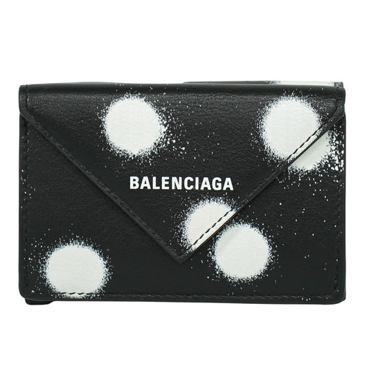 BALENCIAGA ペーパーミニ 折財布 ブラック ホワイト 391446