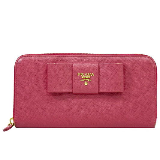 PRADA リボン 長財布 ピンク