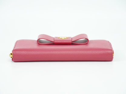 PRADA リボン 長財布 ピンク