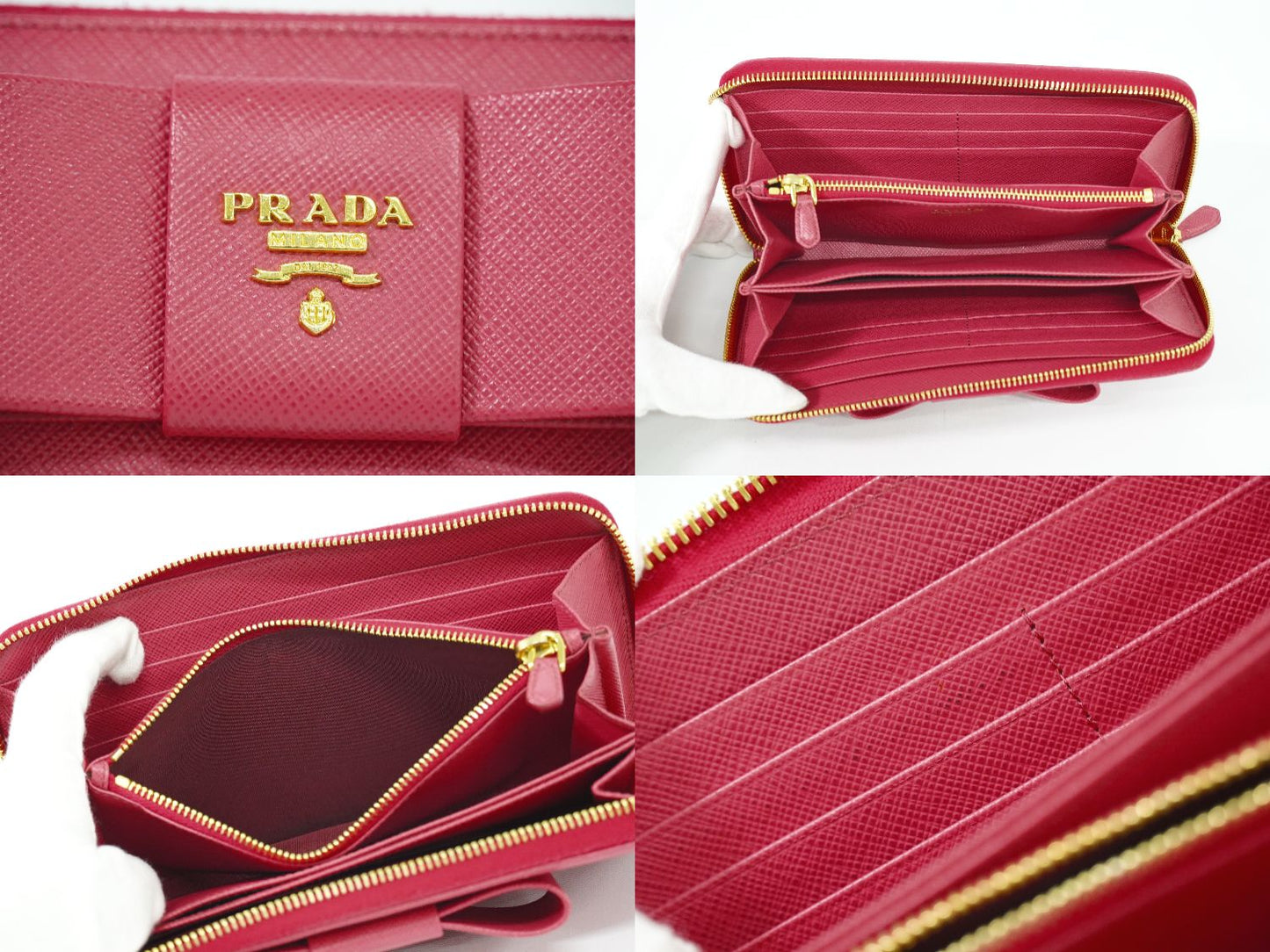 PRADA リボン 長財布 ピンク
