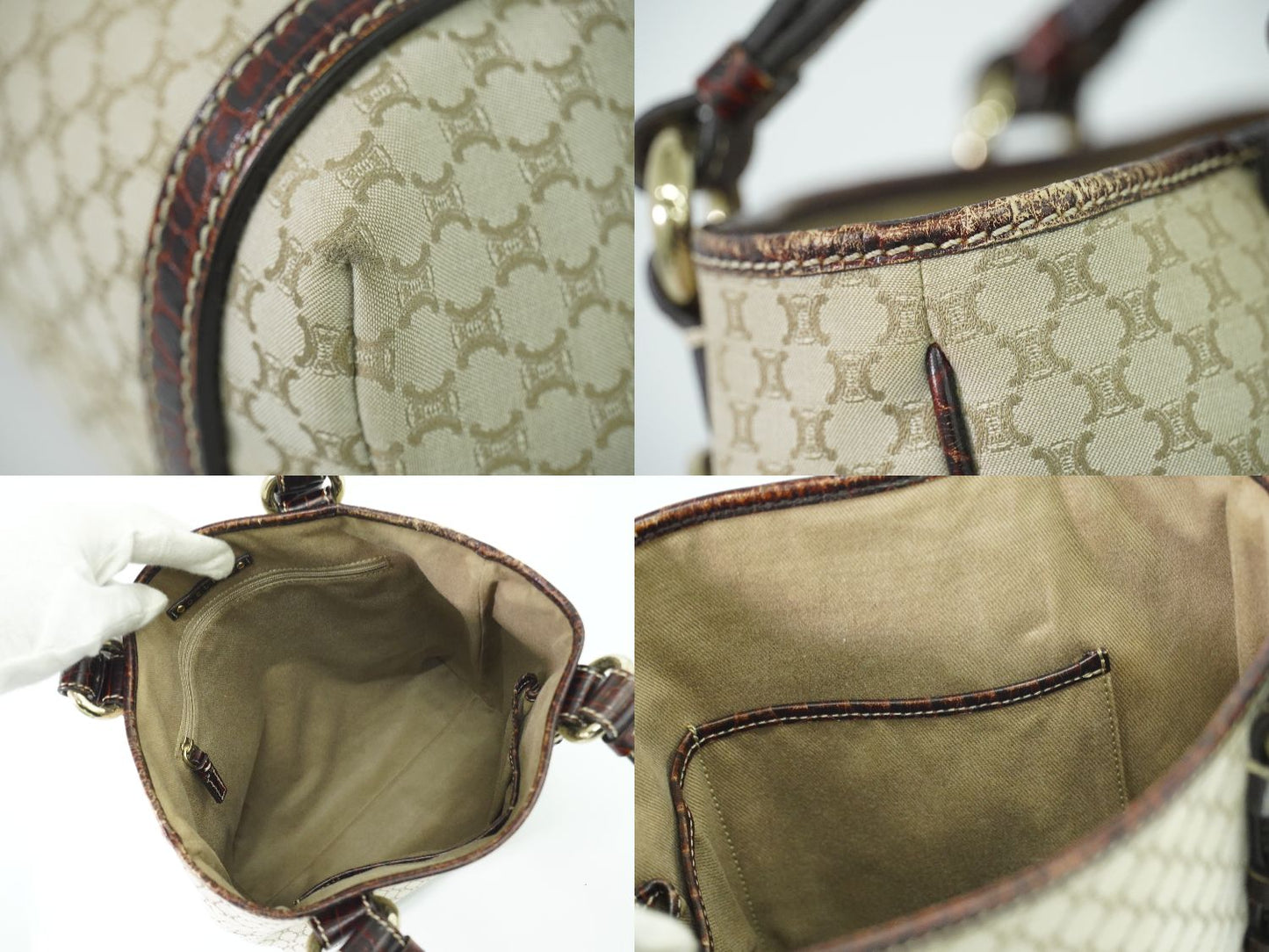 CELINE マカダム トートバッグ ベージュ