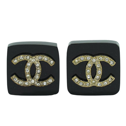 CHANEL ココマーク ラインストーン イヤリング ゴールド ブラック