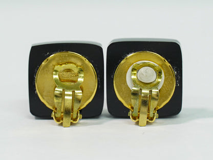 CHANEL ココマーク ラインストーン イヤリング ゴールド ブラック