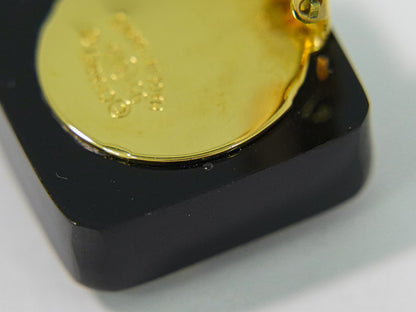 CHANEL ココマーク ラインストーン イヤリング ゴールド ブラック