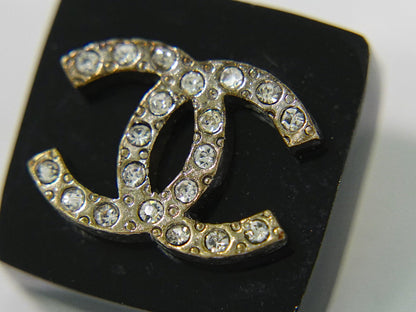 CHANEL ココマーク ラインストーン イヤリング ゴールド ブラック