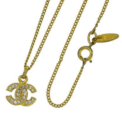 CHANEL ココマーク ラインストーン ネックレス GP ゴールド