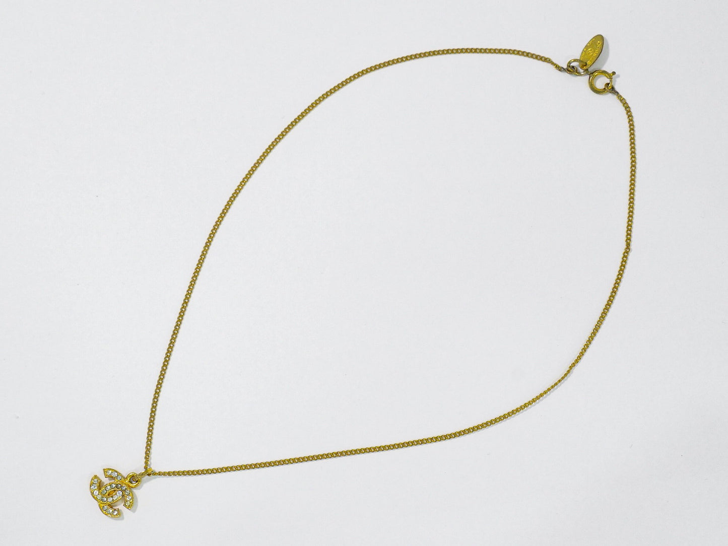 CHANEL ココマーク ラインストーン ネックレス GP ゴールド