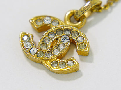 CHANEL ココマーク ラインストーン ネックレス GP ゴールド