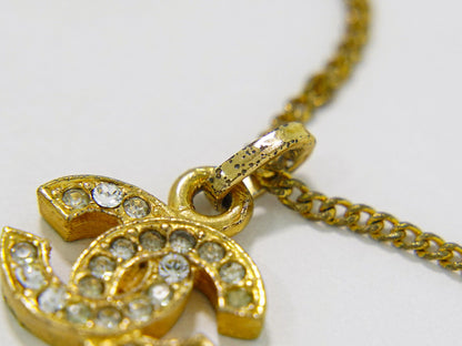 CHANEL ココマーク ラインストーン ネックレス GP ゴールド