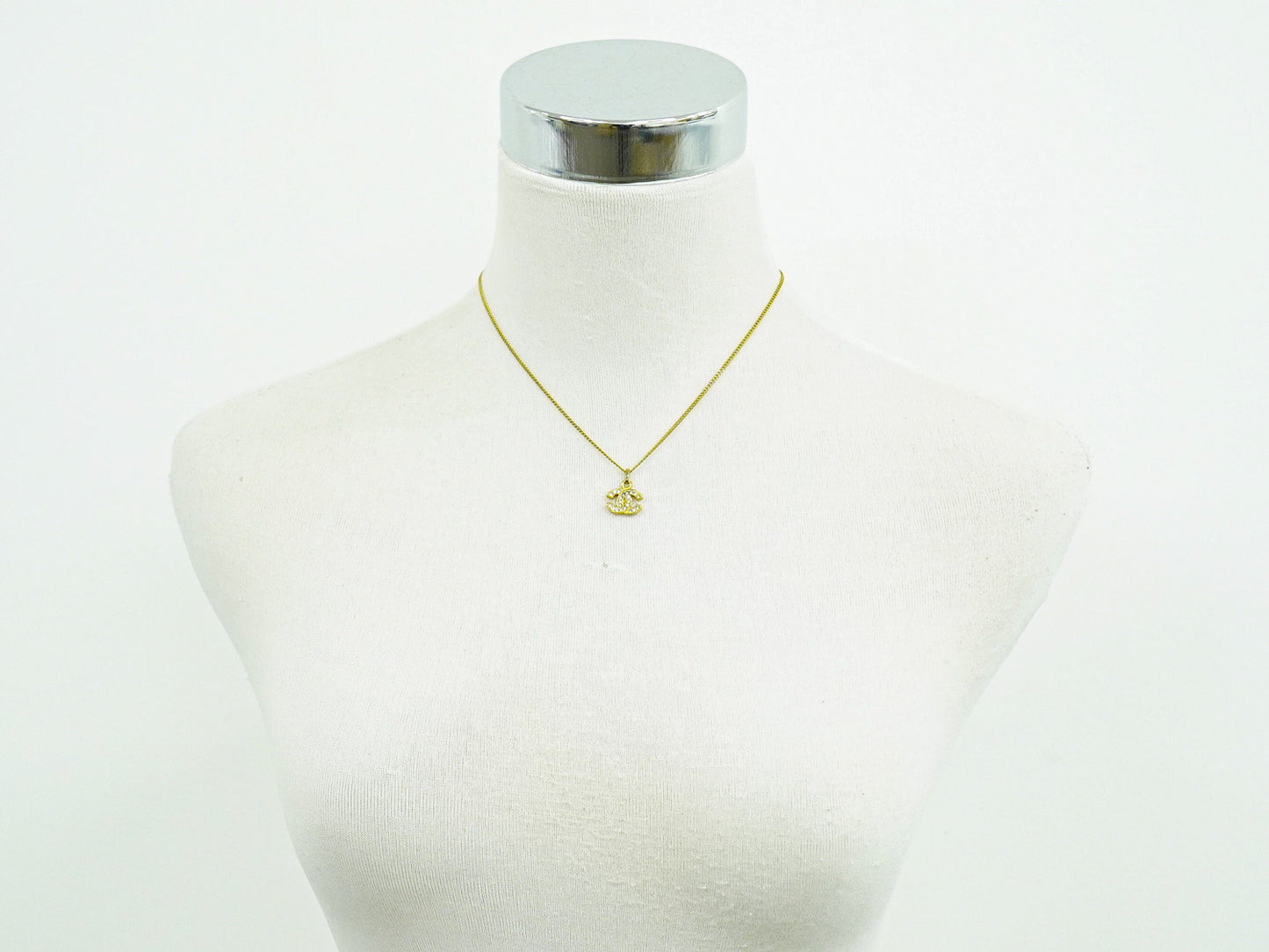 CHANEL ココマーク ラインストーン ネックレス GP ゴールド