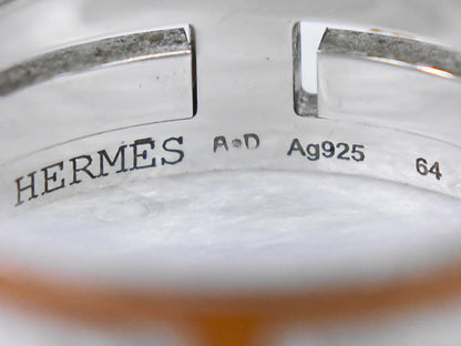 HERMES ムーブアッシュ Hロゴ Ag925 リング 54 23.5号 シルバー オレンジ