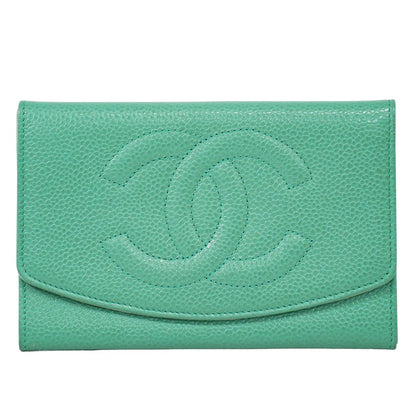 CHANEL ココマーク 折財布 ライトグリーン