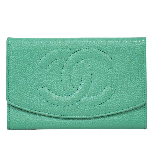 CHANEL ココマーク 折財布 ライトグリーン