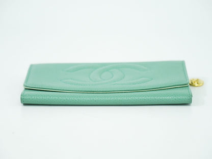 CHANEL ココマーク 折財布 ライトグリーン