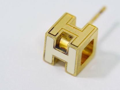 HERMES Hキューブ ピアス GP アイボリー