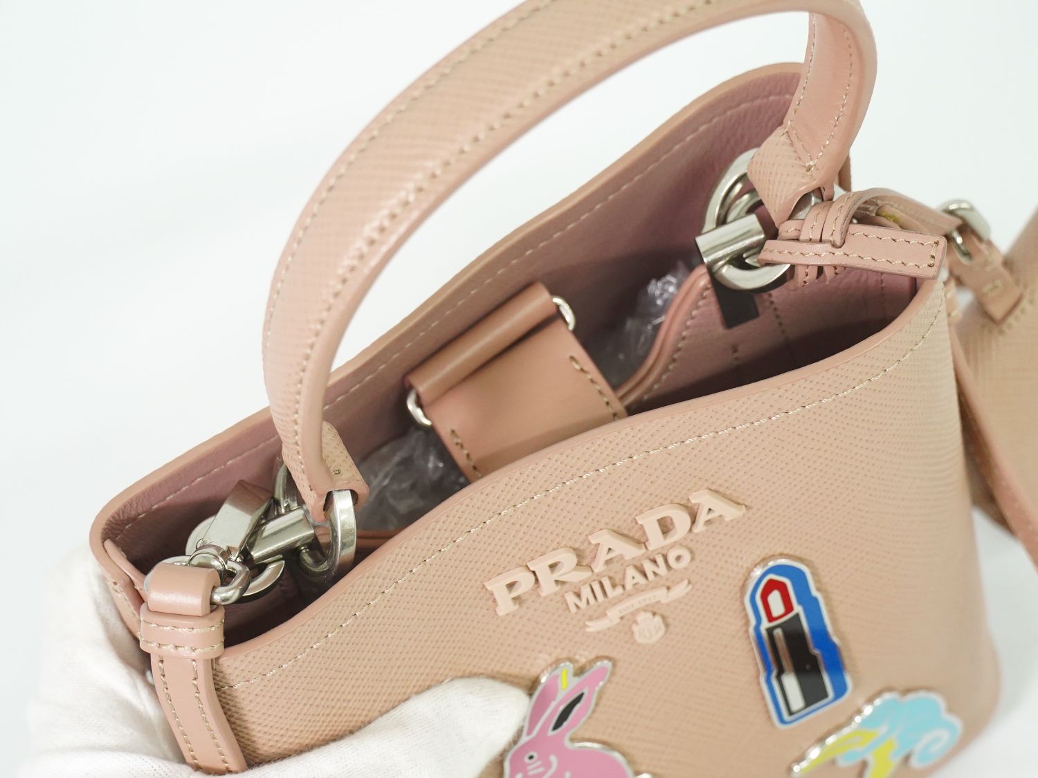 PRADA パニエ スモール 2WAY ショルダーバッグ ピンクベージュ 1BA217