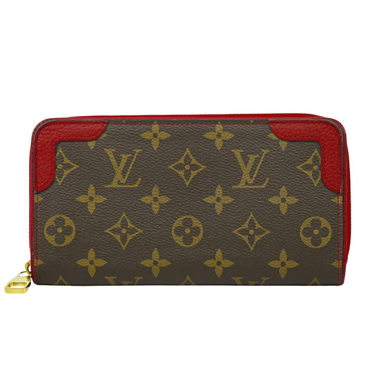 LOUIS VUITTON ジッピーウォレット レティーロ モノグラム 長財布 ブラウン レッド M61854
