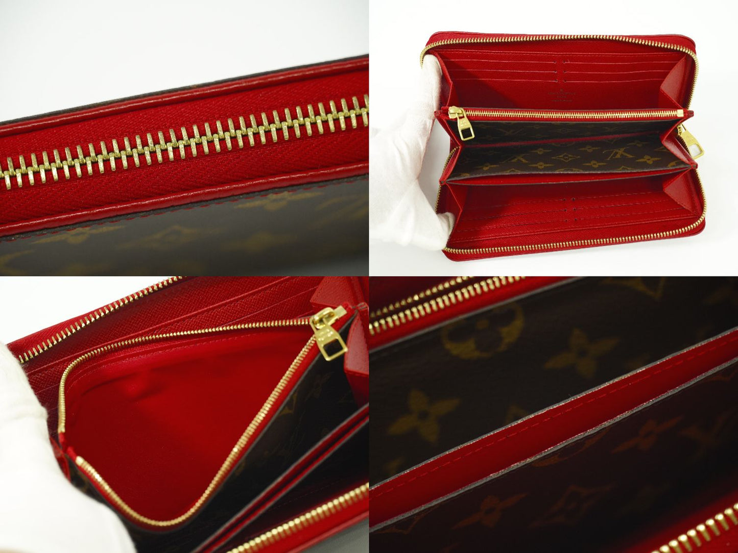 LOUIS VUITTON ジッピーウォレット レティーロ モノグラム 長財布 ブラウン レッド M61854