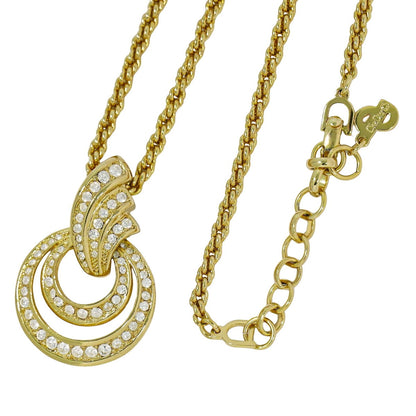 Christian Dior ラインストーン ネックレス GP ゴールド