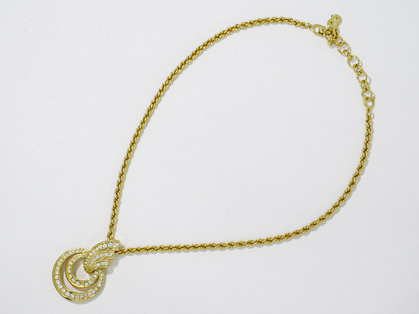 Christian Dior ラインストーン ネックレス GP ゴールド