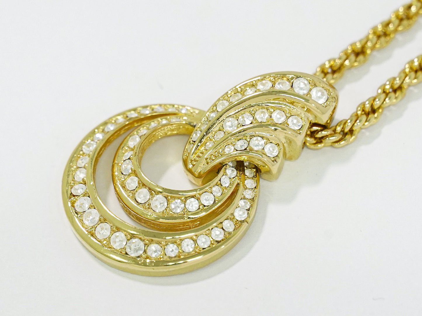 Christian Dior ラインストーン ネックレス GP ゴールド