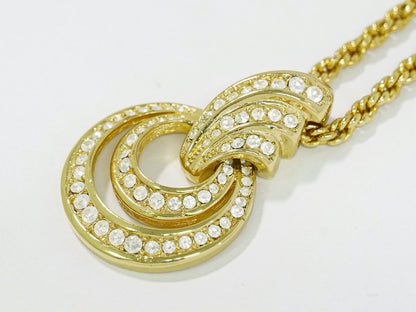 Christian Dior ラインストーン ネックレス GP ゴールド