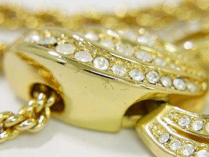 Christian Dior ラインストーン ネックレス GP ゴールド