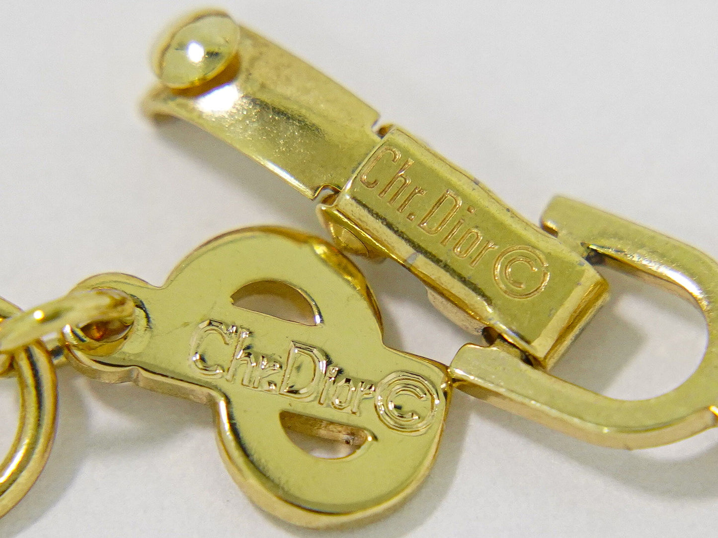 Christian Dior ラインストーン ネックレス GP ゴールド