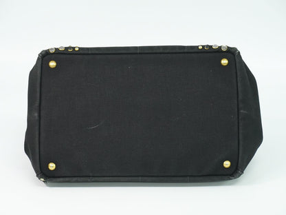 PRADA カナパ ビジュー 2WAY ショルダーバッグ ブラック B2642O