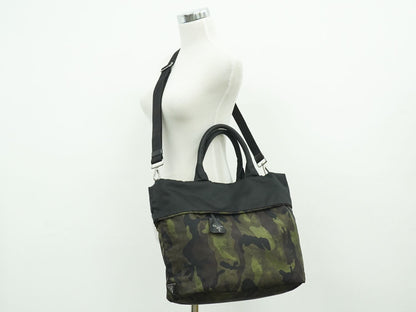 PRADA テスート リバーシブル 2WAY ショルダーバッグ ブラック グリーン ブラウン BR4521