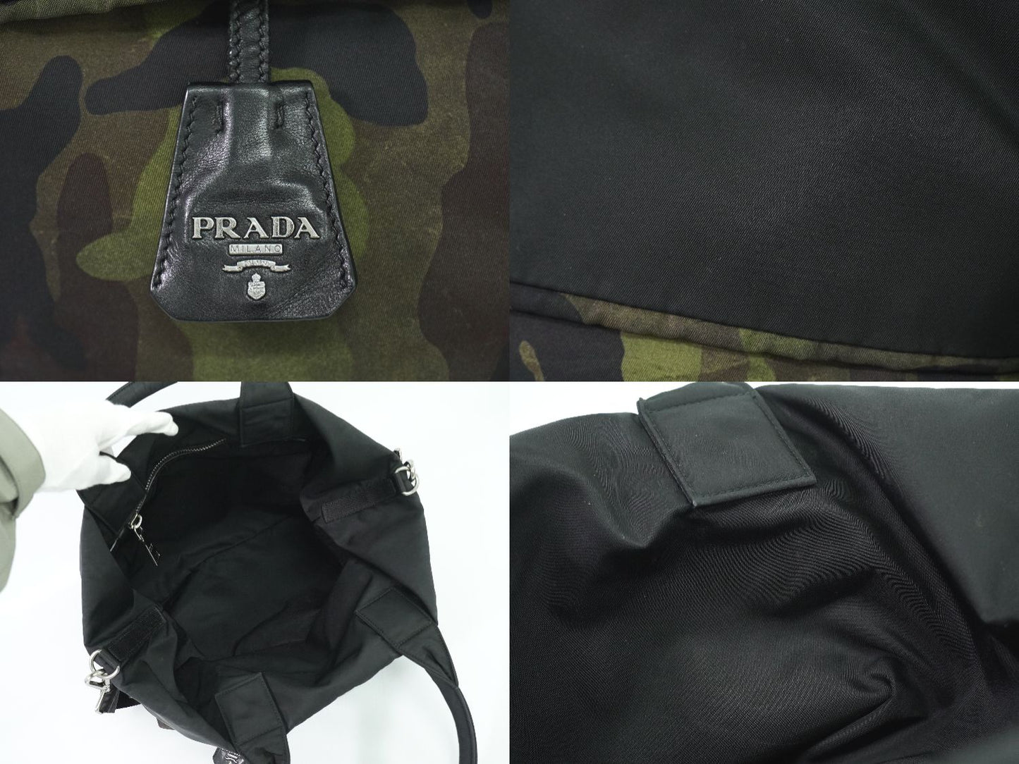 PRADA テスート リバーシブル 2WAY ショルダーバッグ ブラック グリーン ブラウン BR4521