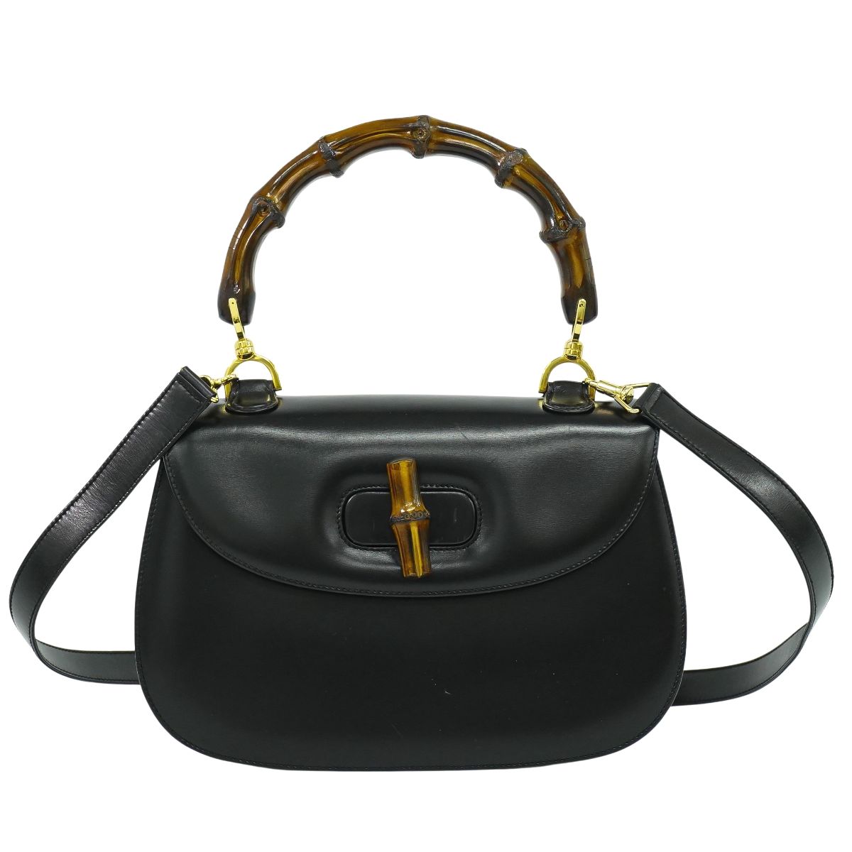 GUCCI バンブー 2WAY ショルダーバッグ ブラック