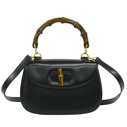 GUCCI バンブー 2WAY ショルダーバッグ ブラック