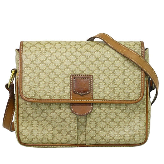 CELINE マカダム ショルダーバッグ ベージュ