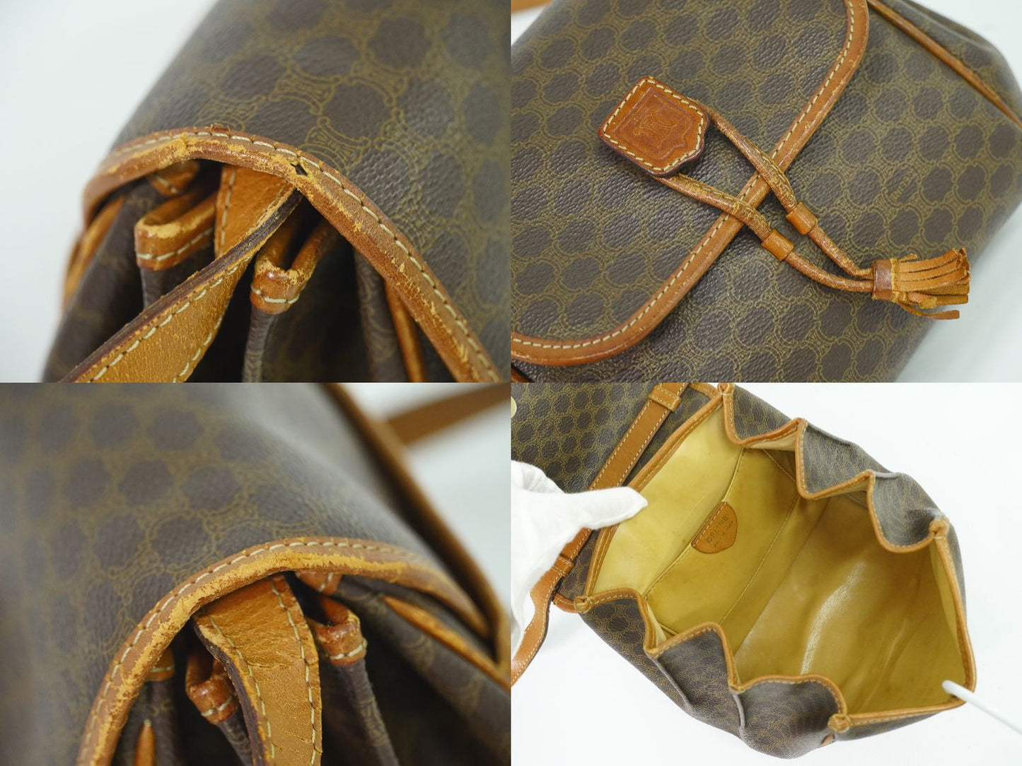 CELINE マカダム ショルダーバッグ ブラウン