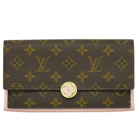 LOUIS VUITTON ポルトフォイユ フロール モノグラム 長財布 ブラウン ピンク M64586